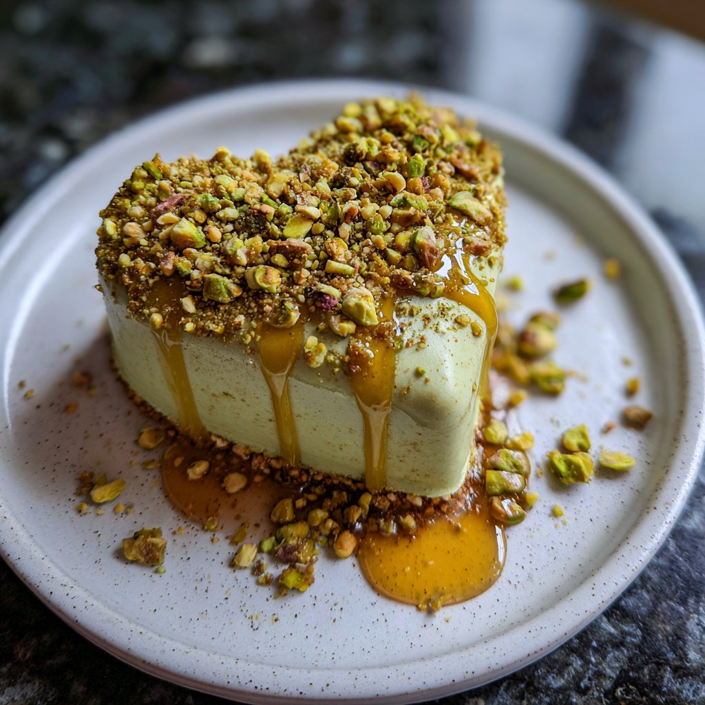 Mini Heart Cake with Pistachio Buttercream