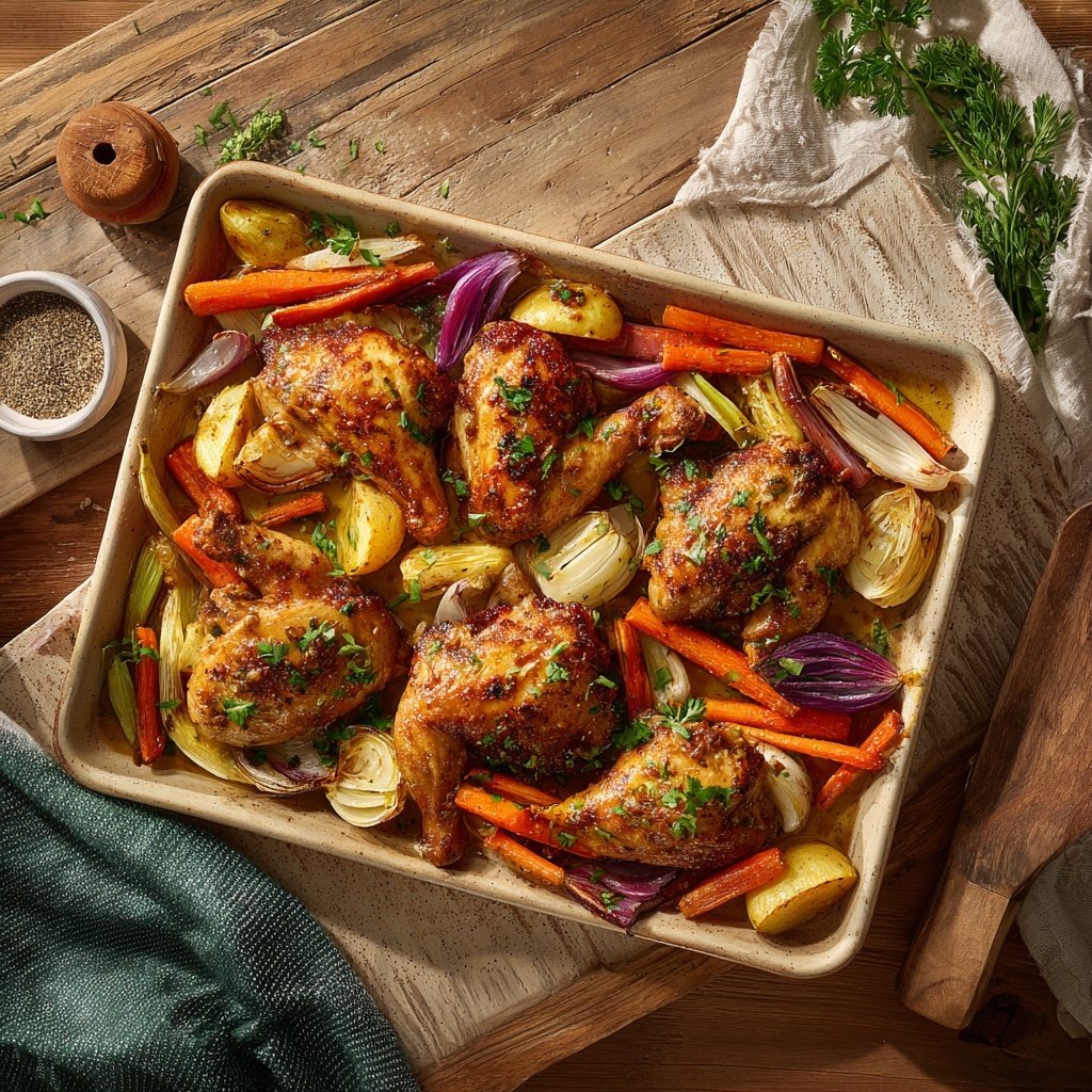 Sheet Pan Chicken With Garlic Sauce