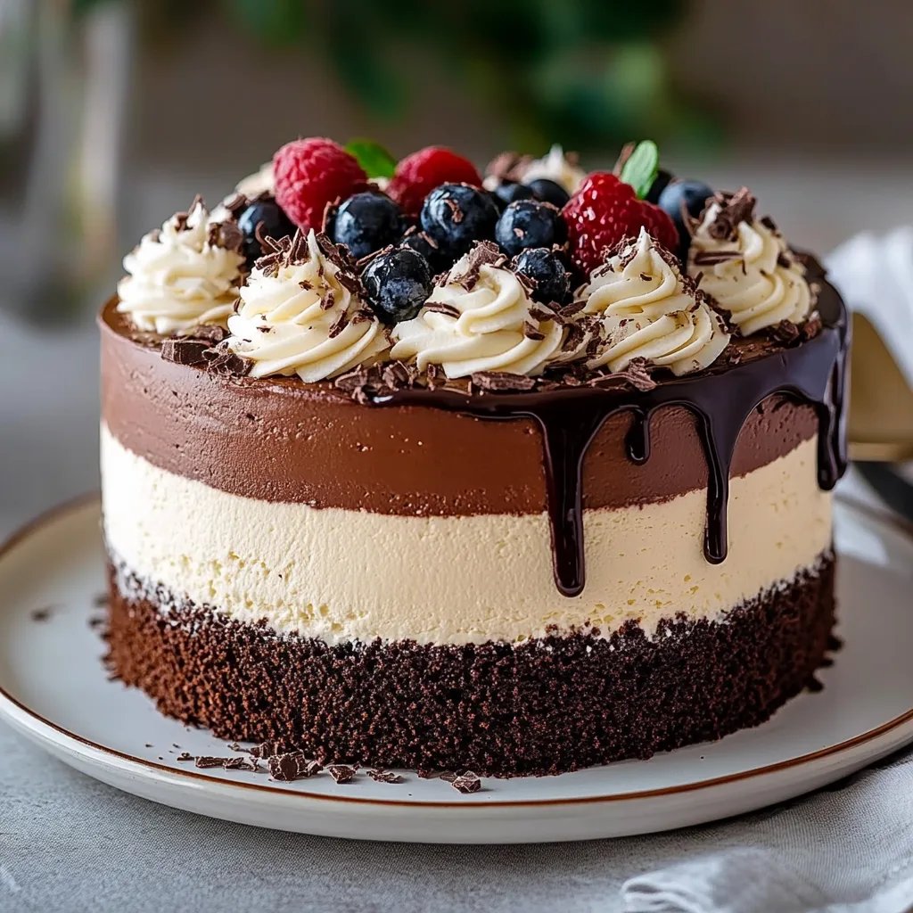 Decadent Tuxedo Cake – Triple Chocolate Mousse Cake Recipe