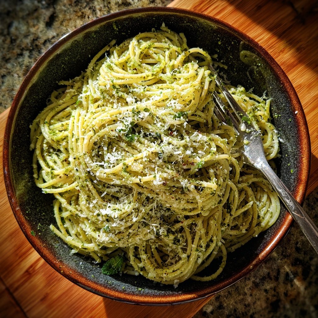 Angel Hair Pasta With Creamy Pesto