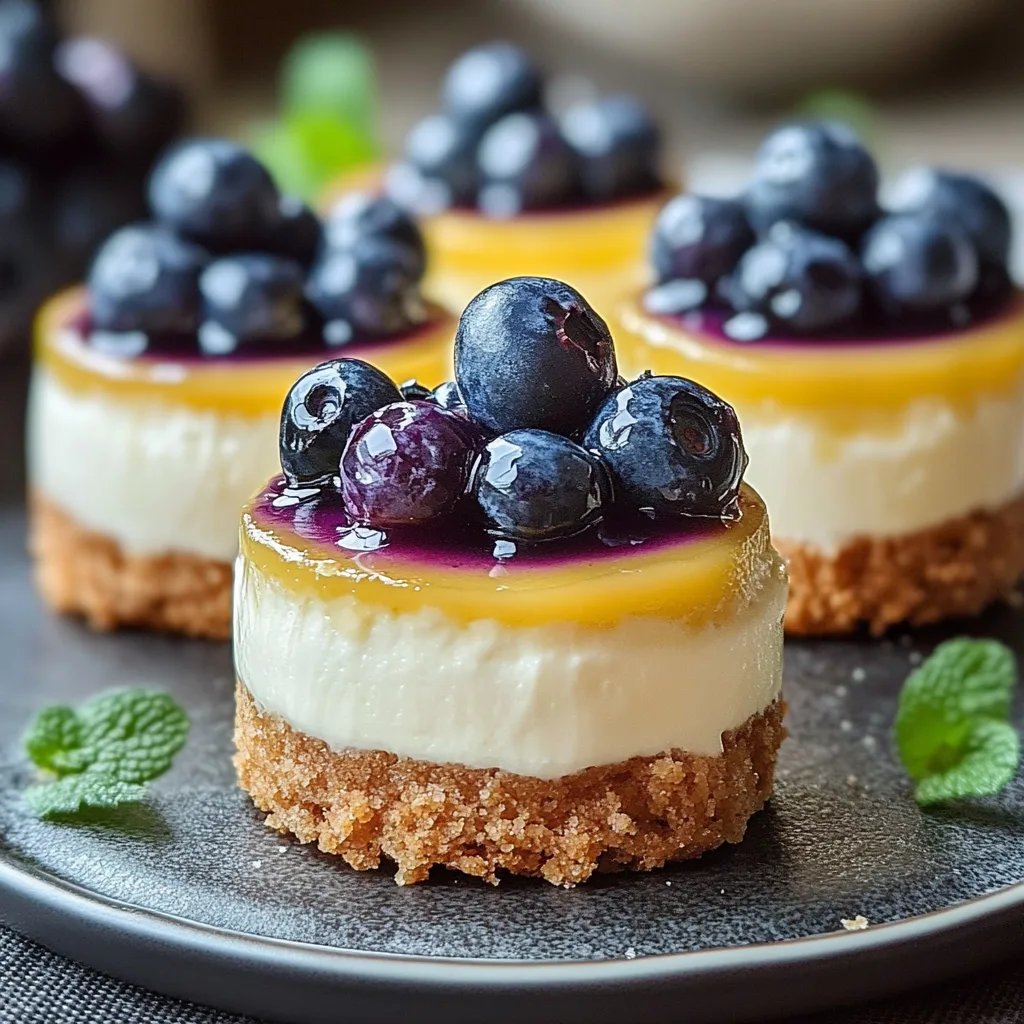 Mini Lemon Blueberry Cheesecakes