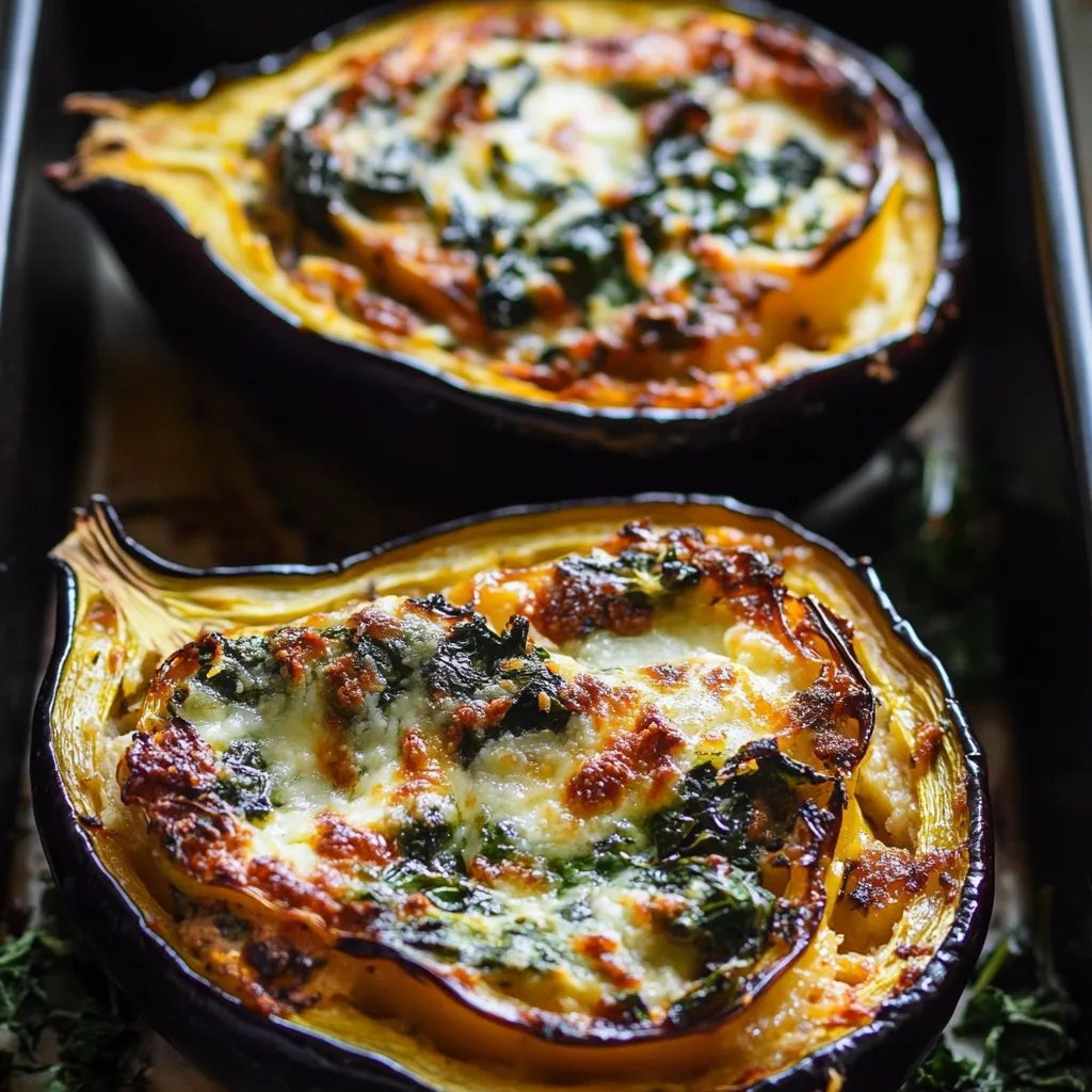 Stuffed Acorn Squash with Creamed Spinach