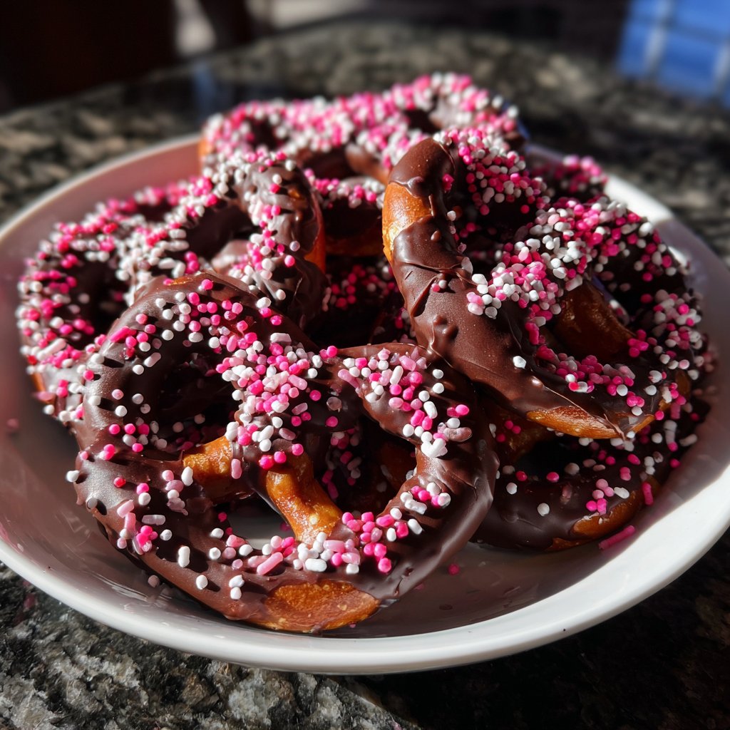 Valentines Snacks Chocolate Dipped Pretzels