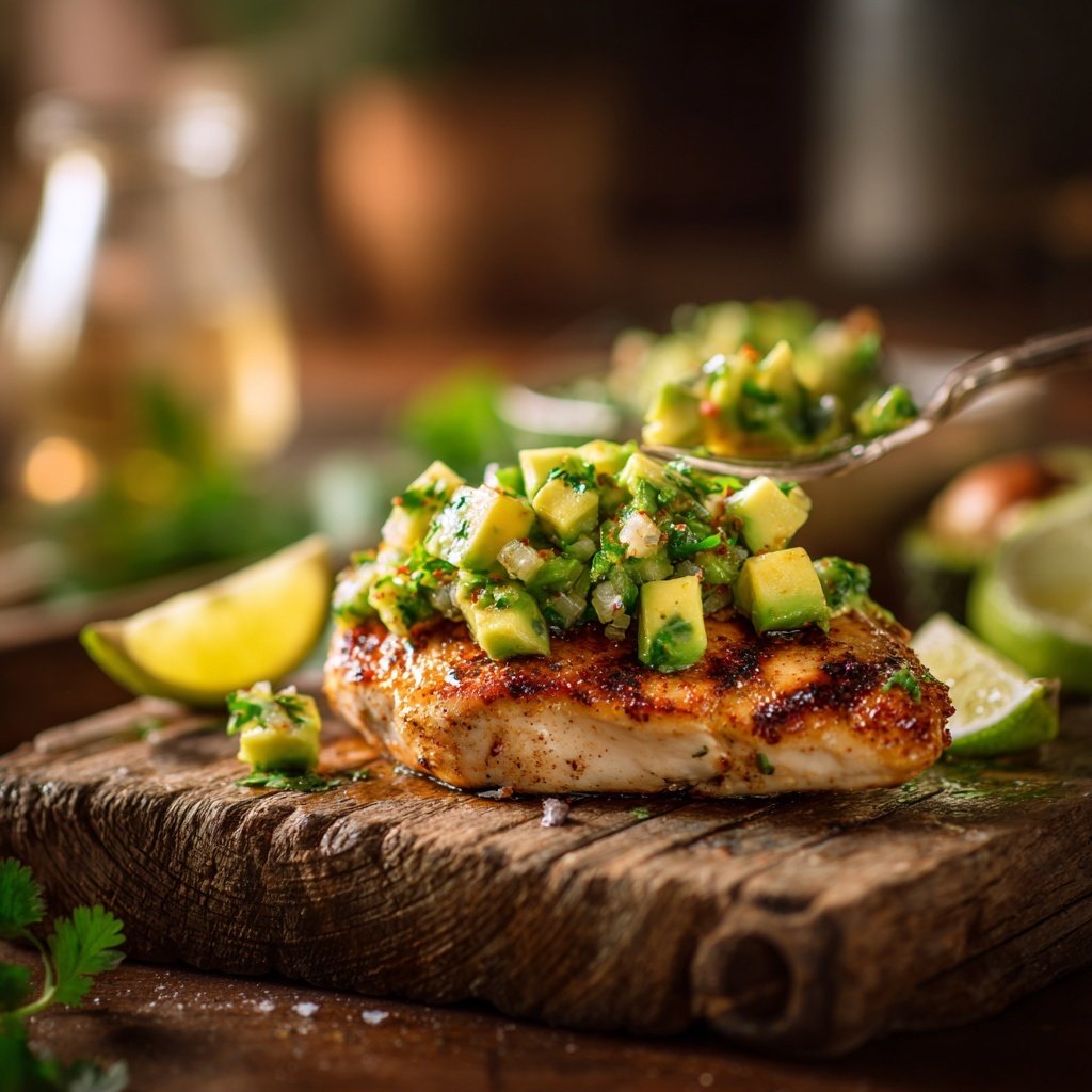 Healthy Grilled Chicken With Avocado Salsa