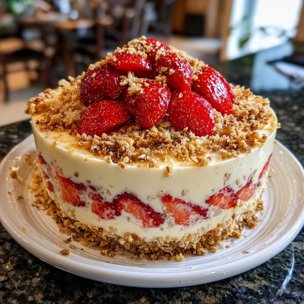 No Bake Strawberry Cheesecake Oats