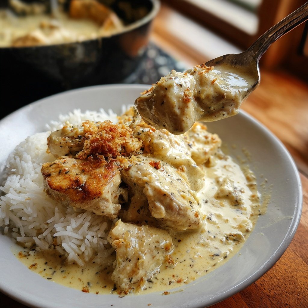 Creamy Garlic Chicken With Rice