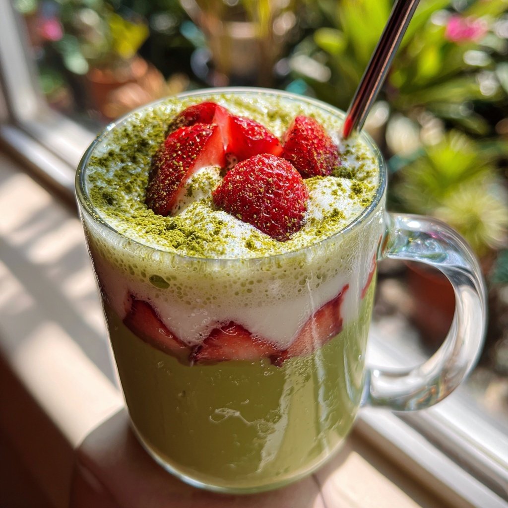 Iced Strawberry Matcha Latte Recipe
